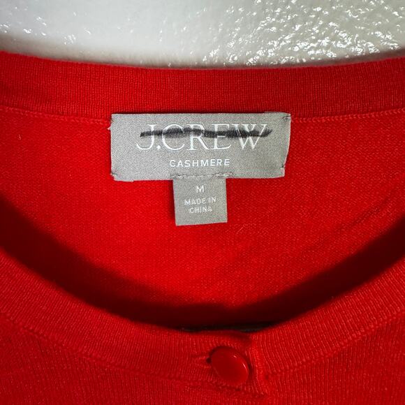 J.Crew Featherweight Cashmere Cardigan Sweater WMNS M Red Soft Knit Button Front - Picture 6 of 9